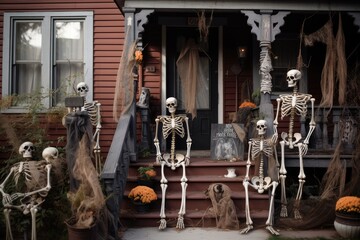 Decorate your home with spooky Halloween decorations including skeletons, ghosts and skulls.