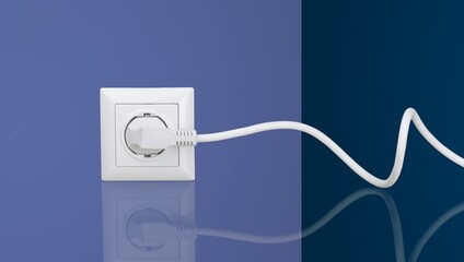White classic electrical plug in socket on a wall