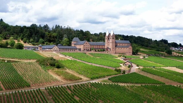 the Abbey of St. Hildegard in the famous german rheingau countryside 4k 30fps video