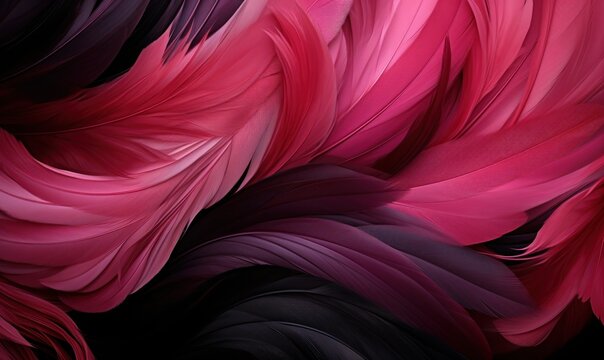 a background of black and pink feathers. Generative AI