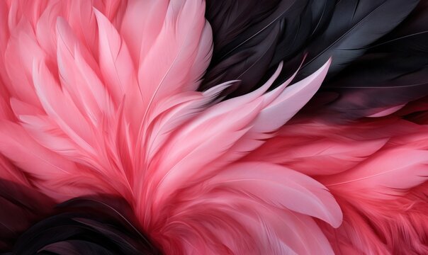 pink feather background. Generative AI