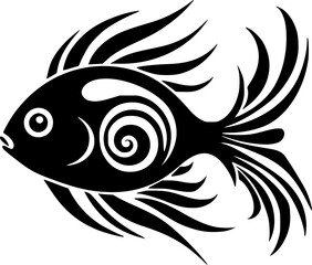 Fish - Black and White Isolated Icon - Vector illustration