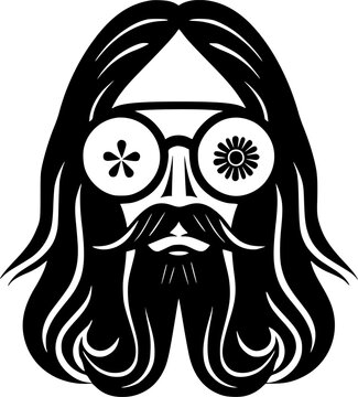 recommend clip art: Hippie | Black and White Vector illustration