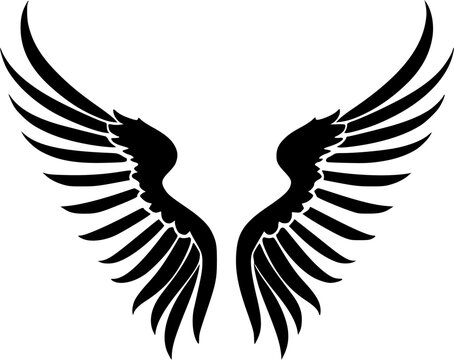 Angel Wings - Black and White Isolated Icon - Vector illustration