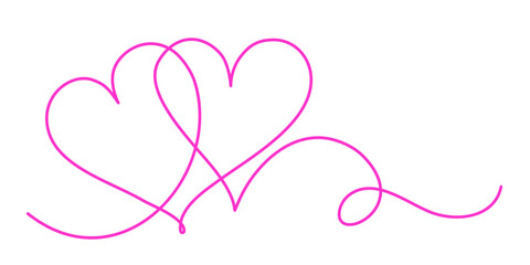 pink heart line art - obrazy, fototapety, plakaty