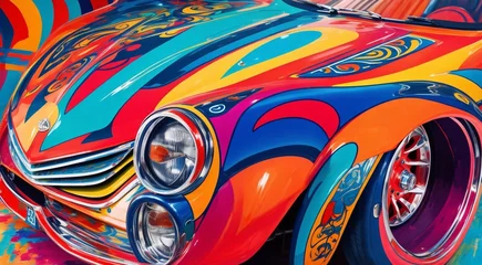 Papier Peint photo Lavable Voitures de dessin animé hd abstract sports car on colored background, car art, colored car on abstract colored background