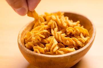 Traditional snack crispy bean twist cracker