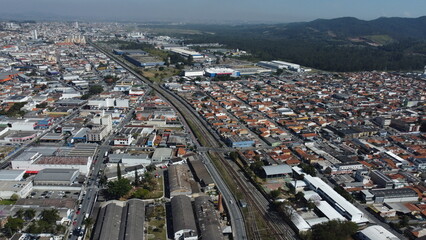 Vista aérea da cidade de Mogi das Cruzes no alto tietê de São Paulo. 
