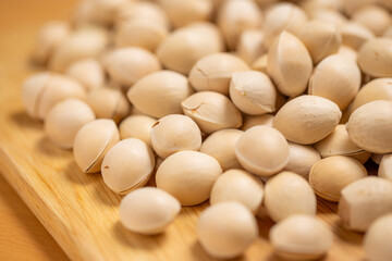 Pile of ginkgo seed nut close up