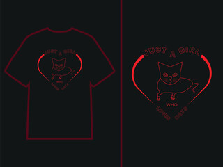 Fototapeta premium Girl loves cats T-shirt design 