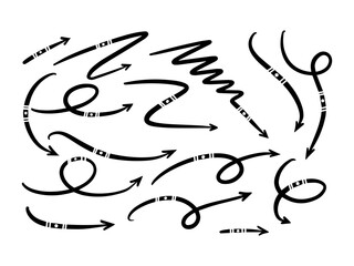 Hand drawn line art doodle style vector arrow collection