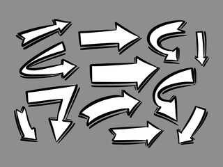 Hand drawn line art doodle style vector arrow collection