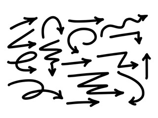 Hand drawn line art doodle style vector arrow collection