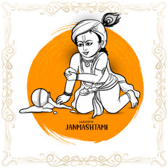 Happy Janmashtami Indian festival celebration with lord Krishna