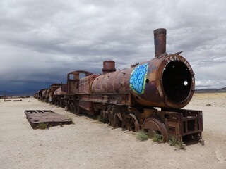 Fototapeta na wymiar Train Graveyard Uyuni Bolivia