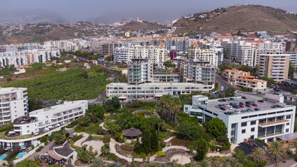 Fototapeta premium Aerial view of hotels on the Atlantic coast Funchal, Madeira