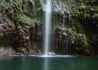 Fototapeta na wymiar Waterfalls in the deep rain forests of Madeira
