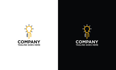 light bulb line vector logo template art eco energy power electricity idea concept