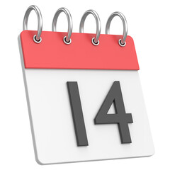 3D calendar. Day 14. Fourteenth day of the month. 3D illustration.