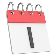 3D calendar. Day 1. First day of the month. 3D illustration.