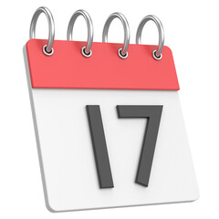 3D calendar. Day 17. Seventeenth day of the month. 3D illustration.