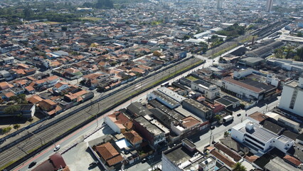 Obraz premium Visão aérea do centro da cidade de Mogi das Cruzes em São Paulo Brasil. 