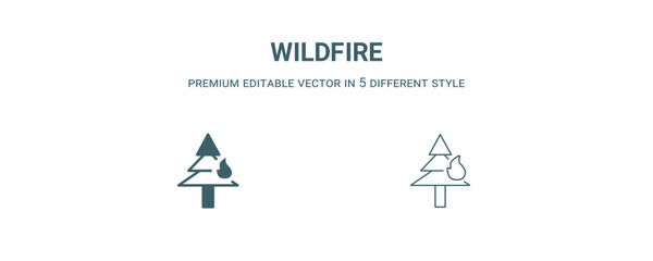 wildfire icon. Filled and line wildfire icon from weather collection. Outline vector isolated on white background. Editable wildfire symbol