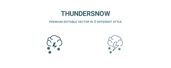 thundersnow icon. Filled and line thundersnow icon from weather collection. Outline vector isolated on white background. Editable thundersnow symbol