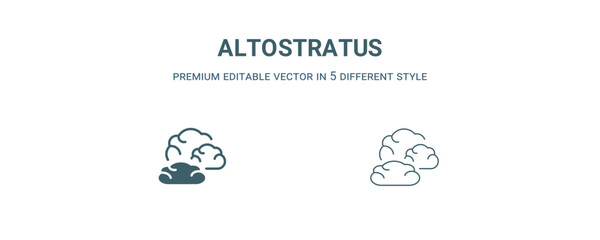 altostratus icon. Filled and line altostratus icon from weather collection. Outline vector isolated on white background. Editable altostratus symbol