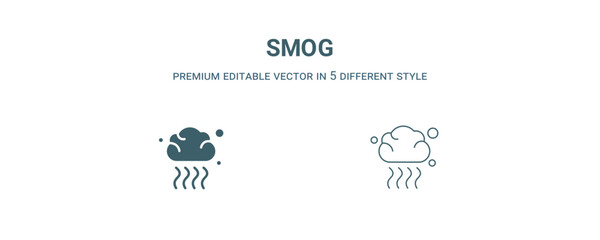 smog icon. Filled and line smog icon from weather collection. Outline vector isolated on white background. Editable smog symbol