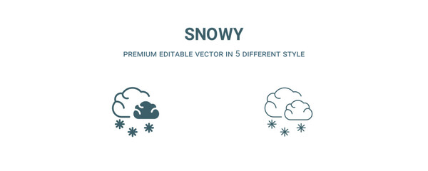 snowy icon. Filled and line snowy icon from weather collection. Outline vector isolated on white background. Editable snowy symbol