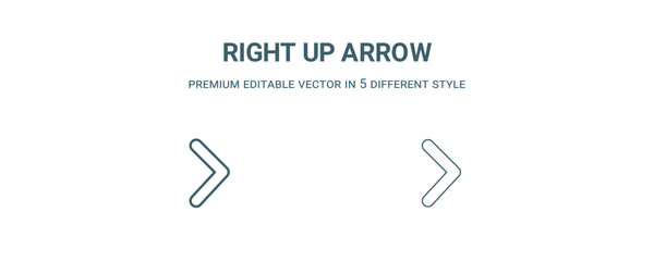 right up arrow icon. Filled and line right up arrow icon from user interface collection. Outline vector isolated on white background. Editable right up arrow symbol