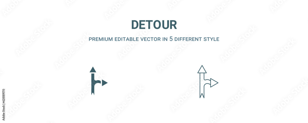 Wall mural detour icon. filled and line detour icon from user interface collection. outline vector isolated on 