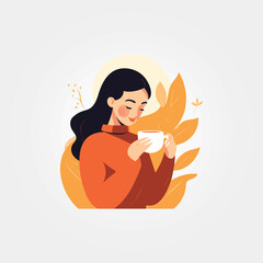 beautiful woman having a cup of coffee in the morning