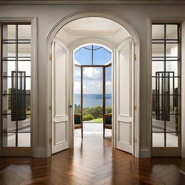 beautiful house door generative by AI technology