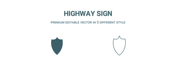 highway sign icon. Filled and line highway sign icon from traffic signs collection. Outline vector isolated on white background. Editable highway sign symbol