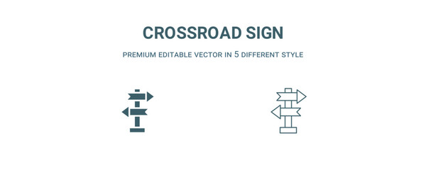 crossroad sign icon. Filled and line crossroad sign icon from traffic signs collection. Outline vector isolated on white background. Editable crossroad sign symbol
