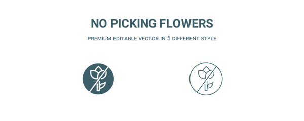 no picking flowers icon. Filled and line no picking flowers icon from traffic signs collection. Outline vector isolated on white background. Editable no picking flowers symbol