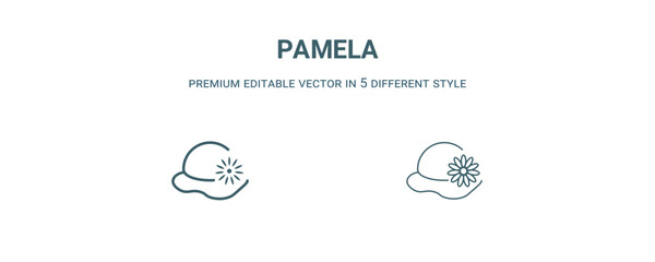 pamela icon. Filled line pamela icon from summer collection. Outline vector isolated on white background. Editable pamela symbol