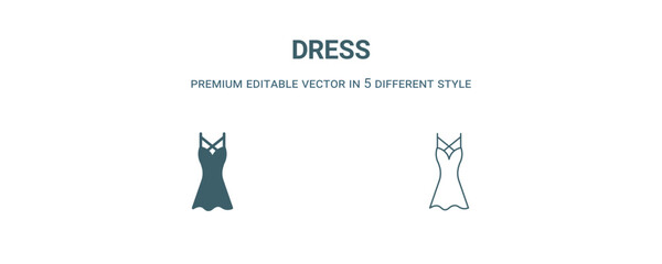 dress icon. Filled line dress icon from summer collection. Outline vector isolated on white background. Editable dress symbol
