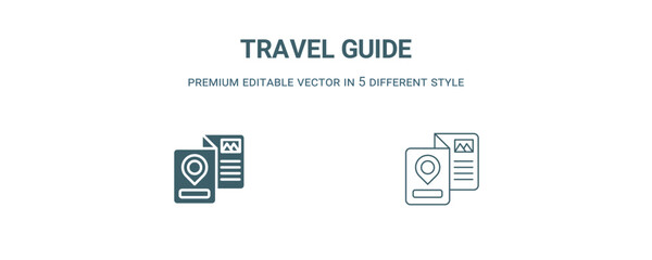 travel guide icon. Filled line travel guide icon from summer collection. Outline vector isolated on white background. Editable travel guide symbol