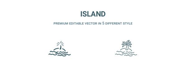 island icon. Filled line island icon from summer collection. Outline vector isolated on white background. Editable island symbol