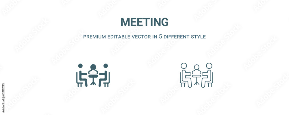 Sticker meeting icon. filled and line meeting icon from strategy collection. outline vector isolated on whit