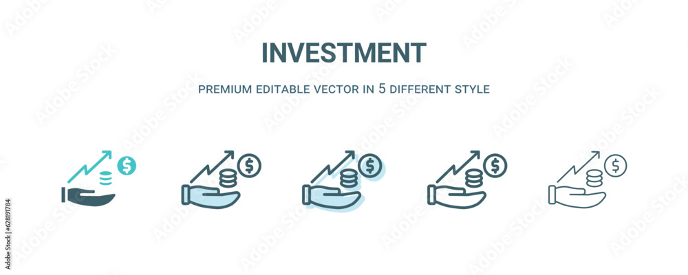 Canvas Prints investment icon in 5 different style. Outline, filled, two color, thin investment icon isolated on white background. Editable vector can be used web and mobile