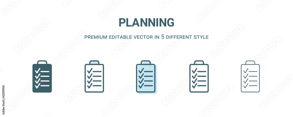 Canvas Prints planning icon in 5 different style. outline, filled, two color, thin planning icon isolated on white