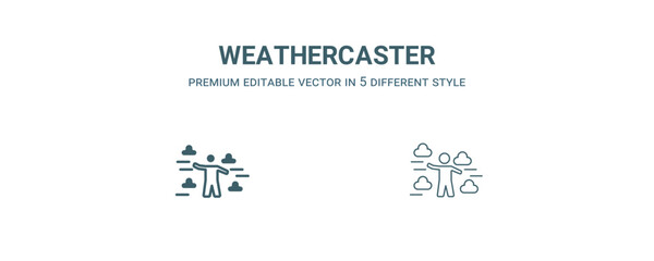 weathercaster icon. Filled and line weathercaster icon from people collection. Outline vector isolated on white background. Editable weathercaster symbol