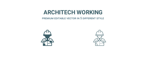 architech working icon. Filled and line architech working icon from people collection. Outline vector isolated on white background. Editable architech working symbol