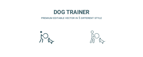 Fototapeta na wymiar dog trainer icon. Filled and line dog trainer icon from people collection. Outline vector isolated on white background. Editable dog trainer symbol