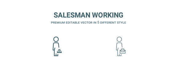 salesman working icon. Filled and line salesman working icon from people collection. Outline vector isolated on white background. Editable salesman working symbol