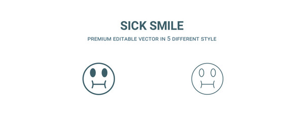sick smile icon. Filled and line sick smile icon from people collection. Outline vector isolated on white background. Editable sick smile symbol